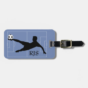 Soccer Player Field Monogram Bagagelabel