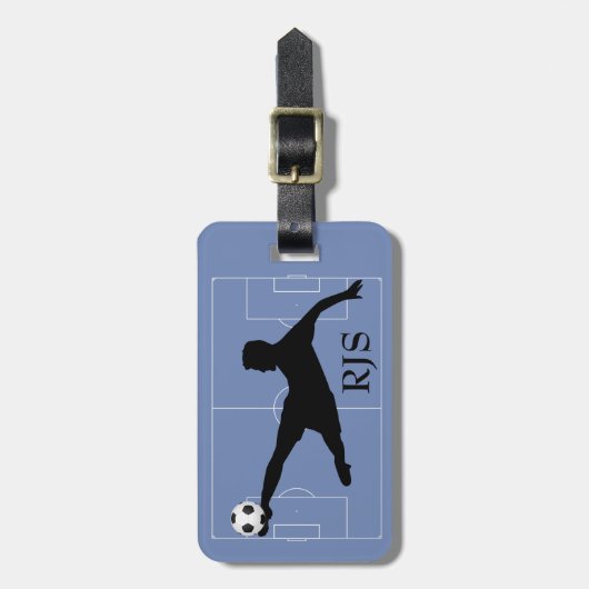 Soccer Player Field Monogram Bagagelabel (Voorkant verticaal)