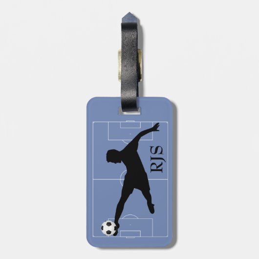 Soccer Player Field Monogram Bagagelabel (Achterkant verticaal)