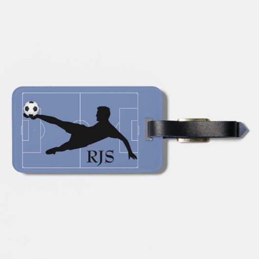 Soccer Player Field Monogram Bagagelabel (Achterkant horizontaal)