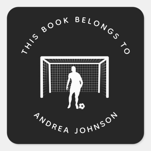 Soccer Player Goalie Goalkeeper Bookplate Vierkante Sticker (Voorkant)