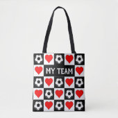Soccer Player Heart Patroon Aangepaste naam of Tek Tote Bag (Voorkant)