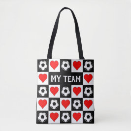 Soccer Player Heart Patroon Aangepaste naam of Tek Tote Bag