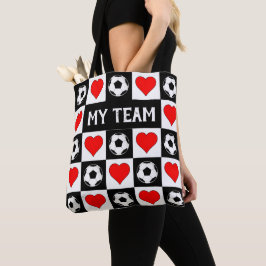 Soccer Player Heart Patroon Aangepaste naam of Tek Tote Bag