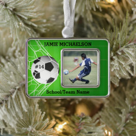Soccer Player Keepomwille Verzilverd Omlijst Ornament