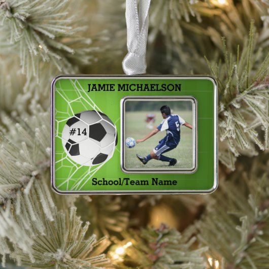 Soccer Player Keepomwille Verzilverd Omlijst Ornament (Boom)