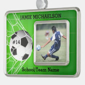 Soccer Player Keepomwille Verzilverd Omlijst Ornament (Links)