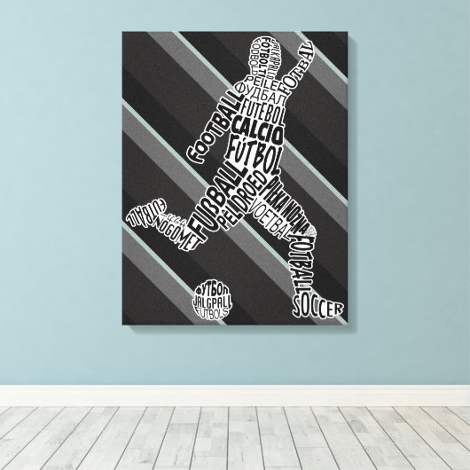 Soccer Player Languages-Typografie Canvas Afdruk (Insitu (Houten vloer))
