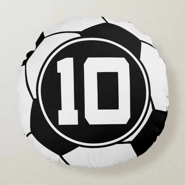 Soccer Player Number 10 Sports Ball Cadeaunummer Rond Kussen (Voorkant)