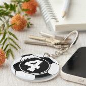 Soccer Player Number 4 Sports Ball Cadeau Sleutelhanger (Voorkant Rechts)