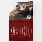 Soccer Player Photo Dk Red Graduation Banner (Verticaal)
