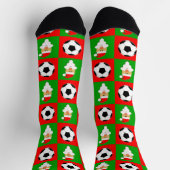 Soccer Player Santa Kerstpattern Fun Holiday Sokken (Top)