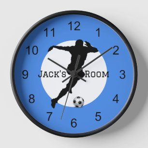 Soccer Player Silhouette Wooden Wall klok