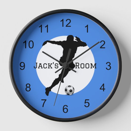 Soccer Player Silhouette Wooden Wall klok (Voorkant)