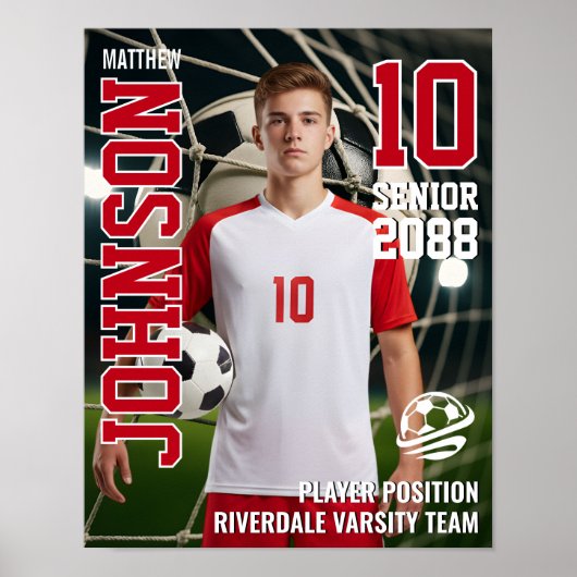 Soccer Player Team Photo Custom Sports Senior Poster (Voorkant)