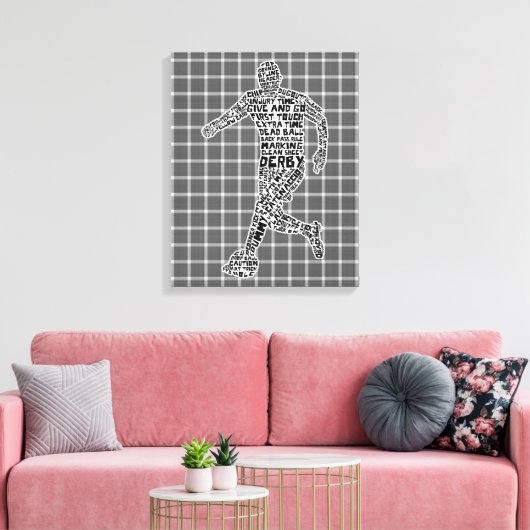 Soccer Player Typography Box Canvas Afdruk (Insitu (Woonkamer))