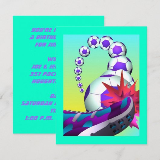 SOCCER PLAYERS THEMED PARTIJINVITATIES VERZOEKEN KAART (Voorkant / Achterkant)
