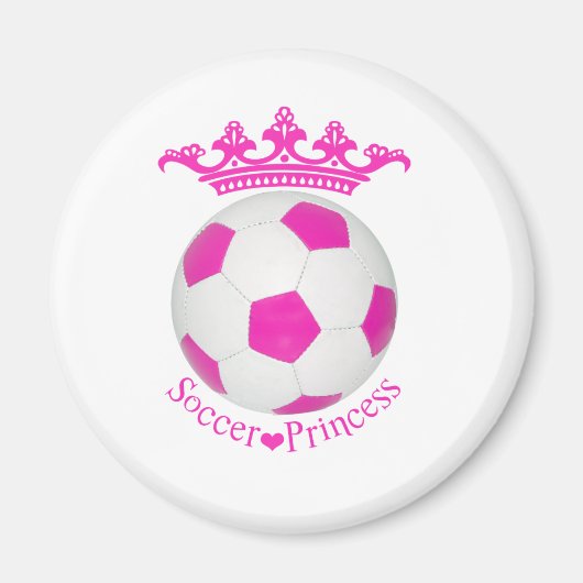 Soccer Princess, roze Voetbal Magneet (Voorkant)