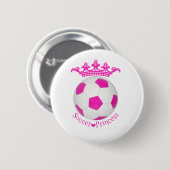 Soccer Princess, roze Voetbal Ronde Button 5,7 Cm (Voorkant /achterkant)