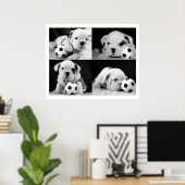 "Soccer Puppies" English Bulldog Collage Poster (Thuiskantoor)