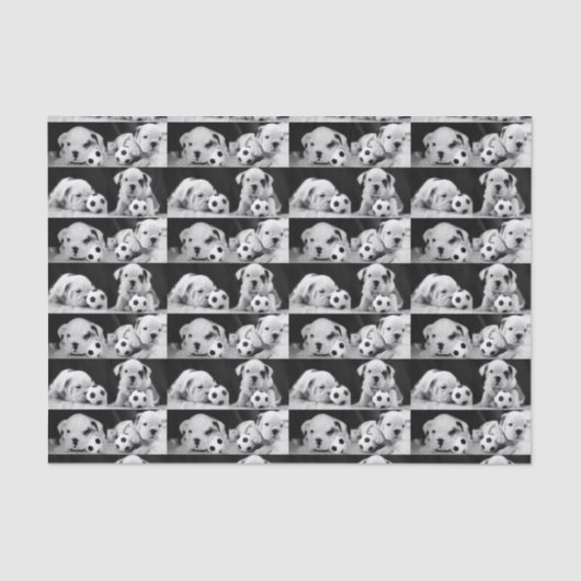 "Soccer Puppies" English Bulldog Collage Tissuepapier (Voorkant)