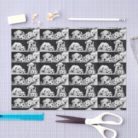 "Soccer Puppies" English Bulldog Collage Tissuepapier (Craft)