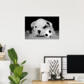 "Soccer Puppy" English Bulldog Poster (Thuiskantoor)