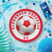 Soccer Red Name en Jersey personalize   Papieren Bordje (Feest)