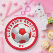 Soccer Red Name en Jersey personalize   Papieren Bordje (Feest)