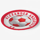 Soccer Red Name en Jersey personalize   Papieren Bordje (Gekanteld)