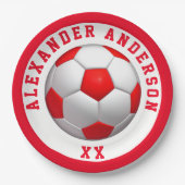 Soccer Red Name en Jersey personalize   Papieren Bordje (Voorkant)