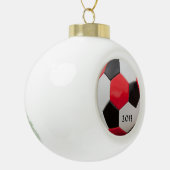 Soccer Red White en Black Keramische Bal Ornament (Links)