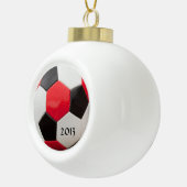 Soccer Red White en Black Keramische Bal Ornament (Rechts)
