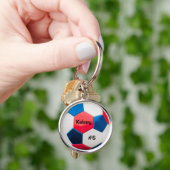 Soccer Red White en Blue Key Ring Sleutelhanger (Hand)