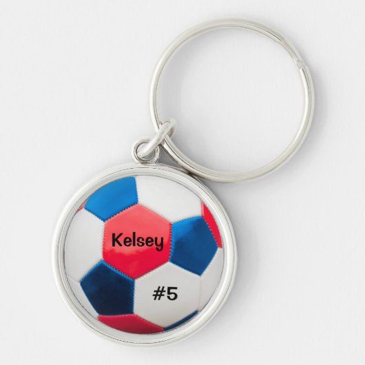 Soccer Red White en Blue Key Ring Sleutelhanger (Voorkant)