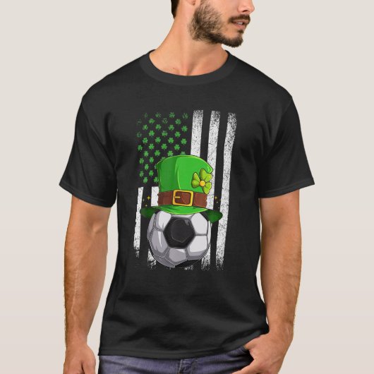 Soccer Retro USA Flag Shamrock Leprechaun St Patri T-shirt (Voorkant)
