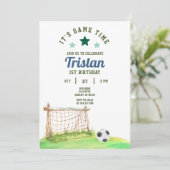 Soccer Rookie 1e verjaardag uitnodiging (Staand voorkant)