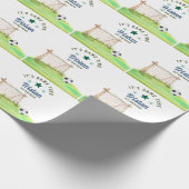 Soccer Rookie “It’s Game Time” First Birthday Cadeaupapier (Hoek)