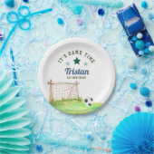 Soccer Rookie “It’s Game Time” First Birthday Papieren Bordje (Feest)