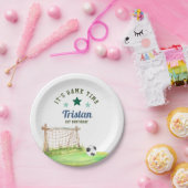 Soccer Rookie “It’s Game Time” First Birthday Papieren Bordje (Feest)