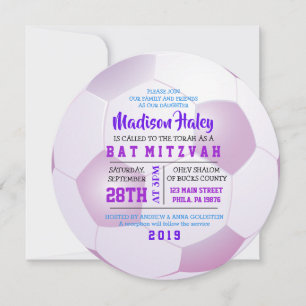 SOCCER ROUND GIRLS Bat Mitzvah Uitnodiging