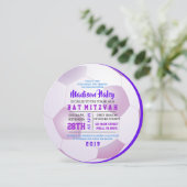 SOCCER ROUND GIRLS Bat Mitzvah Uitnodiging (Staand voorkant)