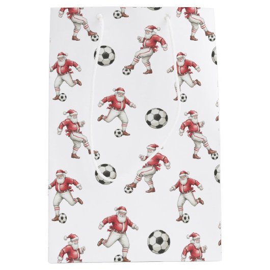 Soccer Santa Christmas Medium Cadeauzakje (Voorkant)