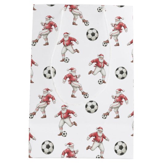 Soccer Santa Christmas Medium Cadeauzakje (Achterkant)