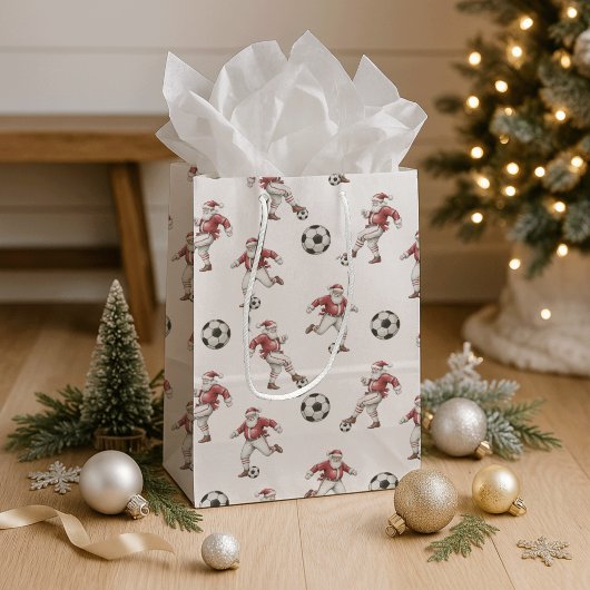 Soccer Santa Christmas Medium Cadeauzakje