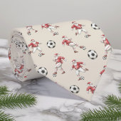 Soccer Santa Christmas Necktie with Monogram Stropdas