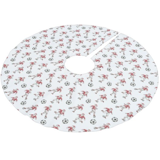 Soccer Santa Christmas Pattern Kerstboom Rok (Gekanteld)