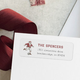 Soccer Santa Christmas Return Address Etiket