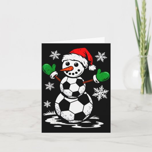Soccer Santa Hat Snowman Xmas Funny Soccer Lover C Kaart (Voorkant)