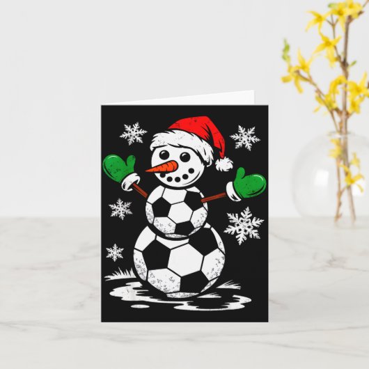 Soccer Santa Hat Snowman Xmas Funny Soccer Lover C Kaart (Gele Bloem)